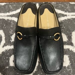 Size 8.5 black leather mules.  Brand new